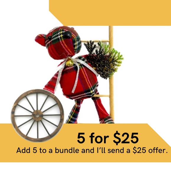 5 handmade plaid teddy bear Christmas ornaments. - Picture 1 of 7